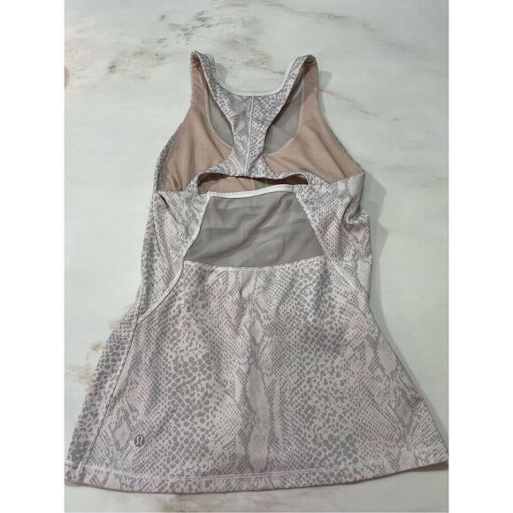 Lululemon White Gray Snake Print Tank Top Mesh Size 6 - Picture 4 of 7